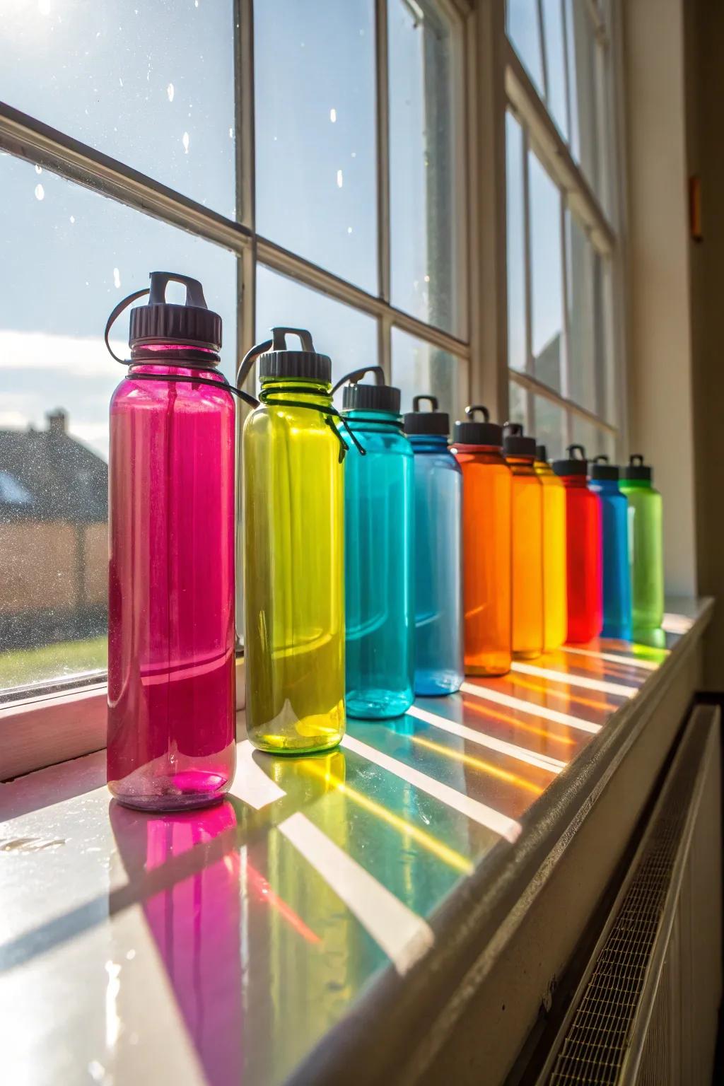 Brighten up your decor with colorful water bottle designs.