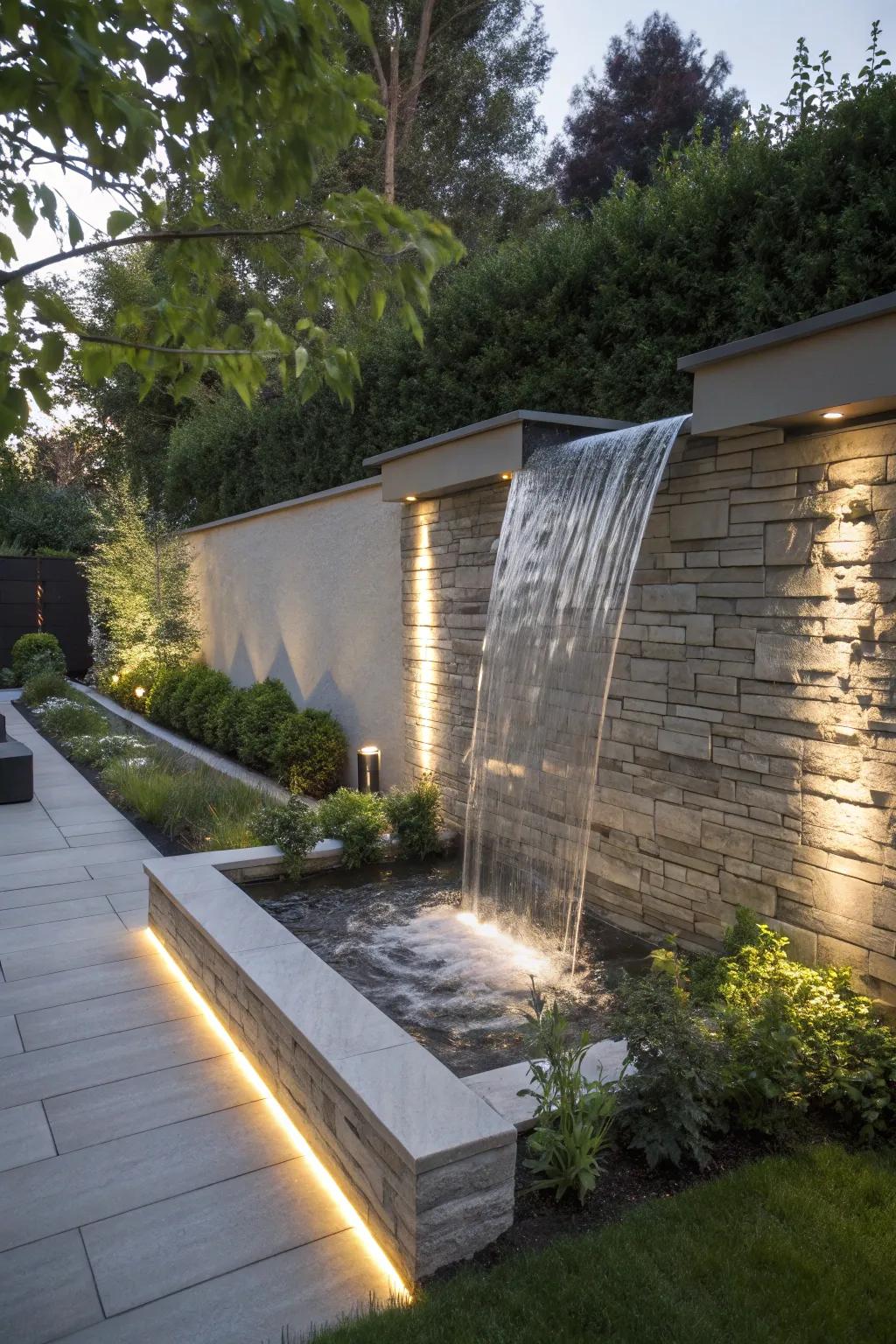Wall-adorned water features infuse a modern vibe into any setting.