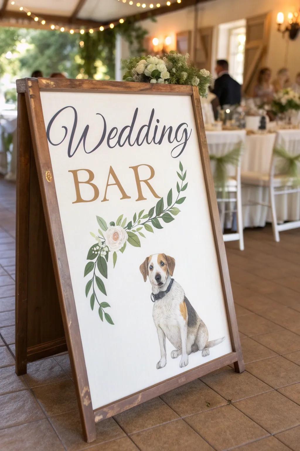 A tailored bar sign showcasing a bespoke animal illustration.