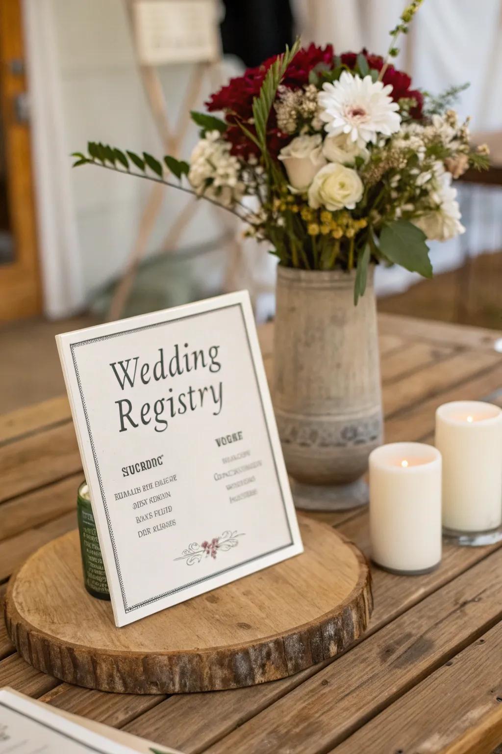 A registry note with clear guidelines for easy guest access.