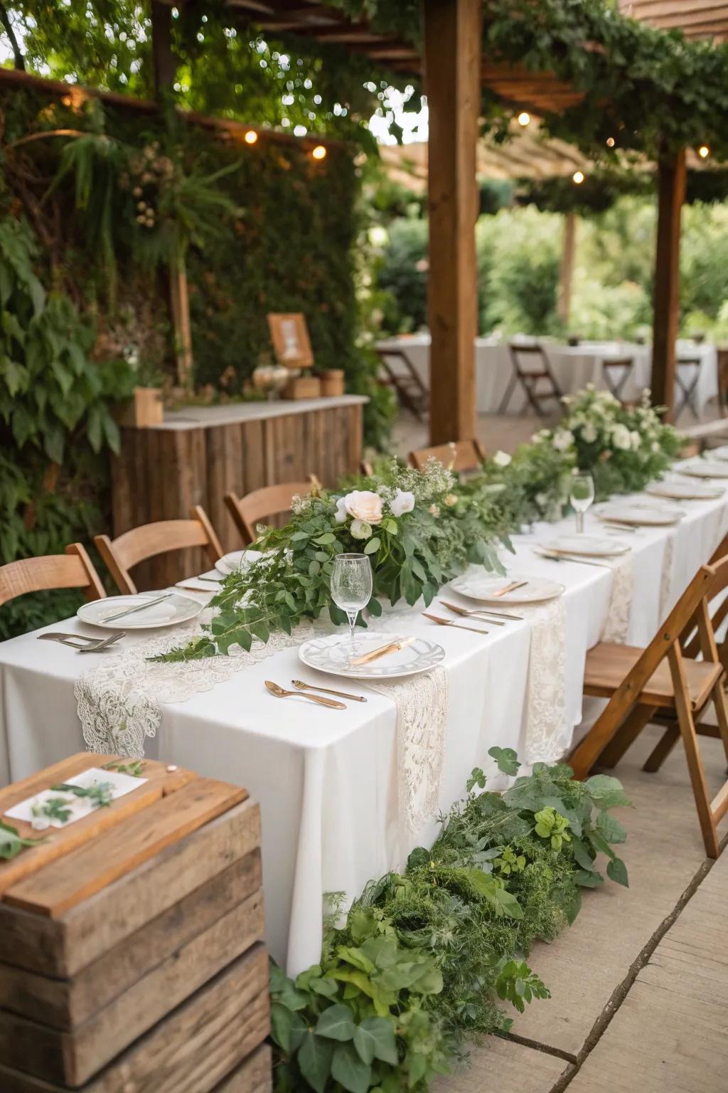 Natural features deliver an organic appeal to your wedding table.