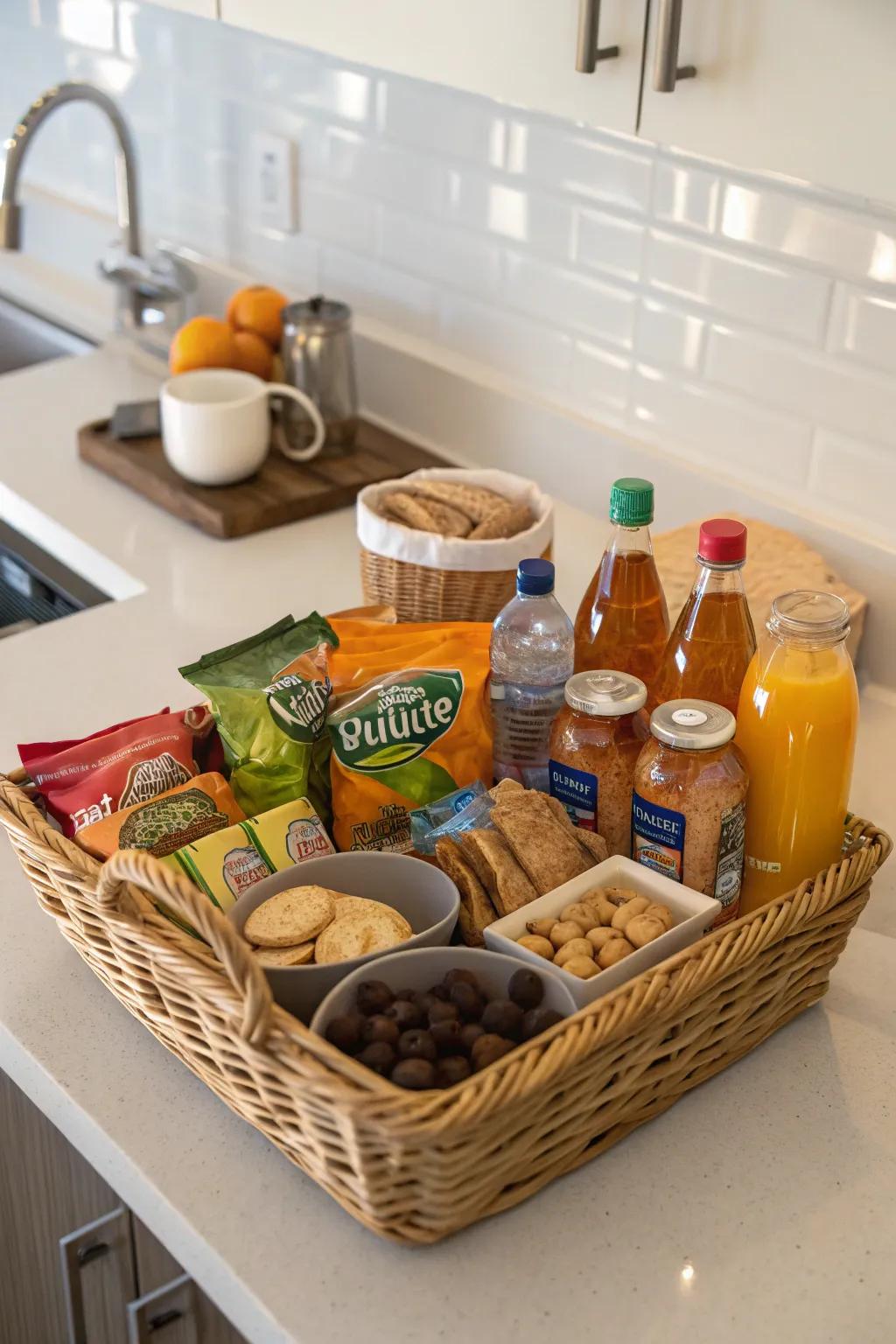 An assortment of snacks to satisfy guests' cravings at any time.