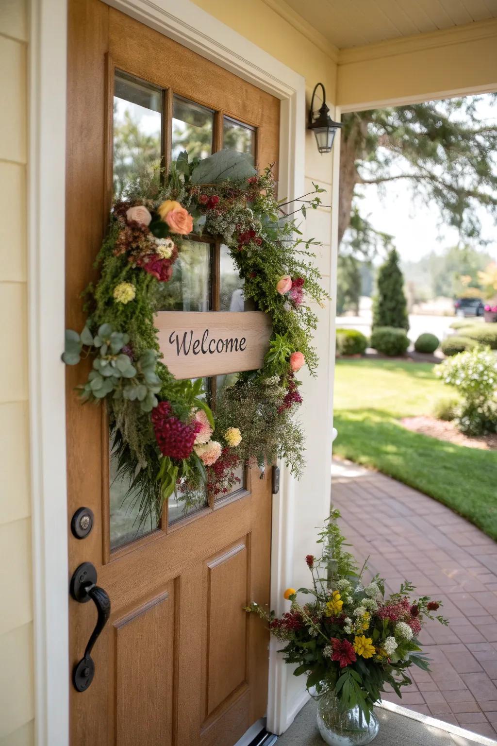 Greet loved ones through an exquisite floral garland.