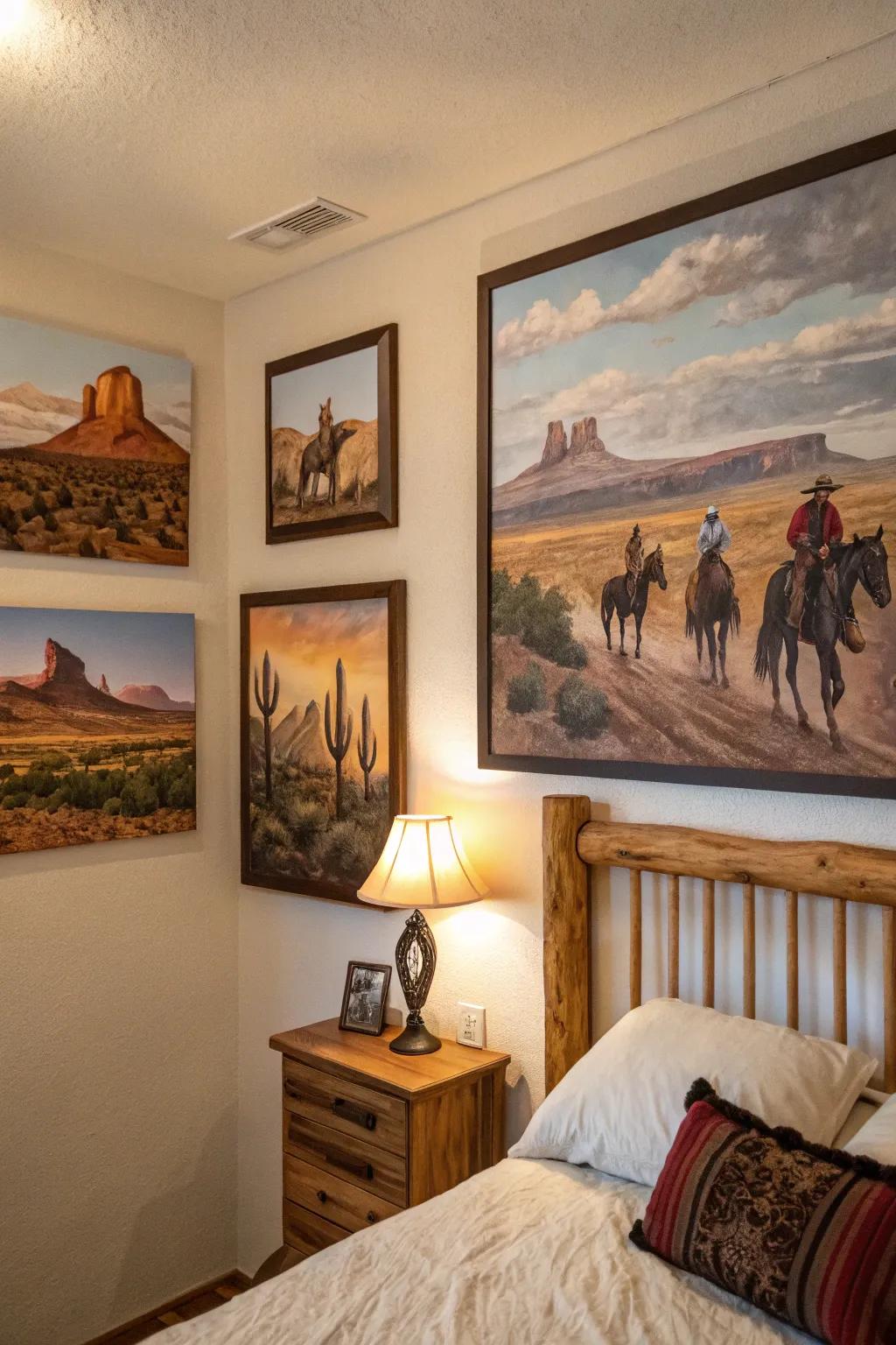 Western art injects character and unfolds a narrative in your space.
