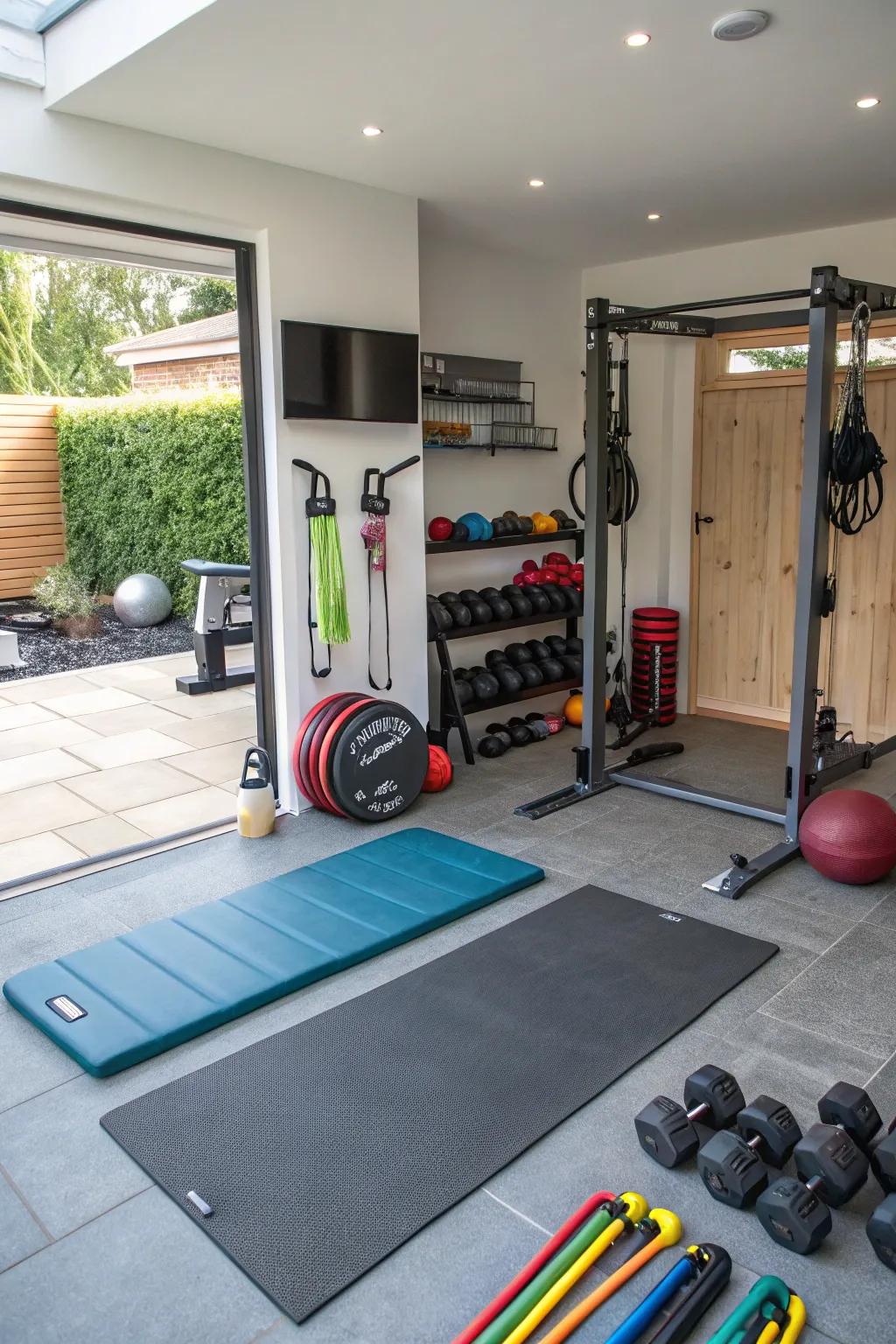 Maintain fitness with a personal home gym.