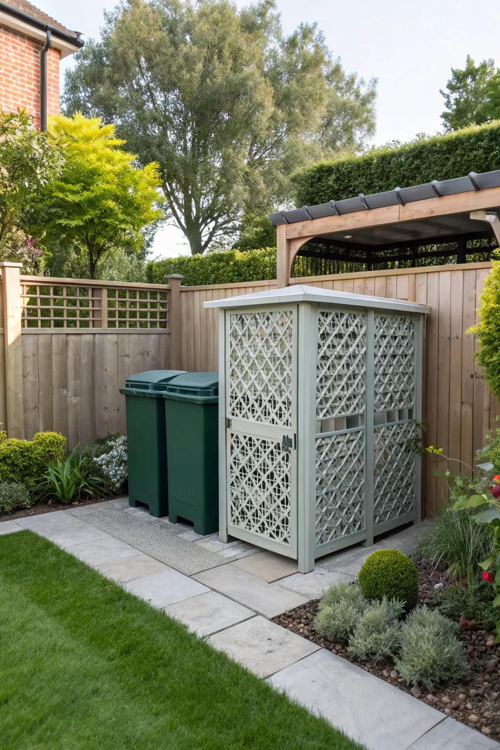 Bring in a modern element with lattice-style container covers.