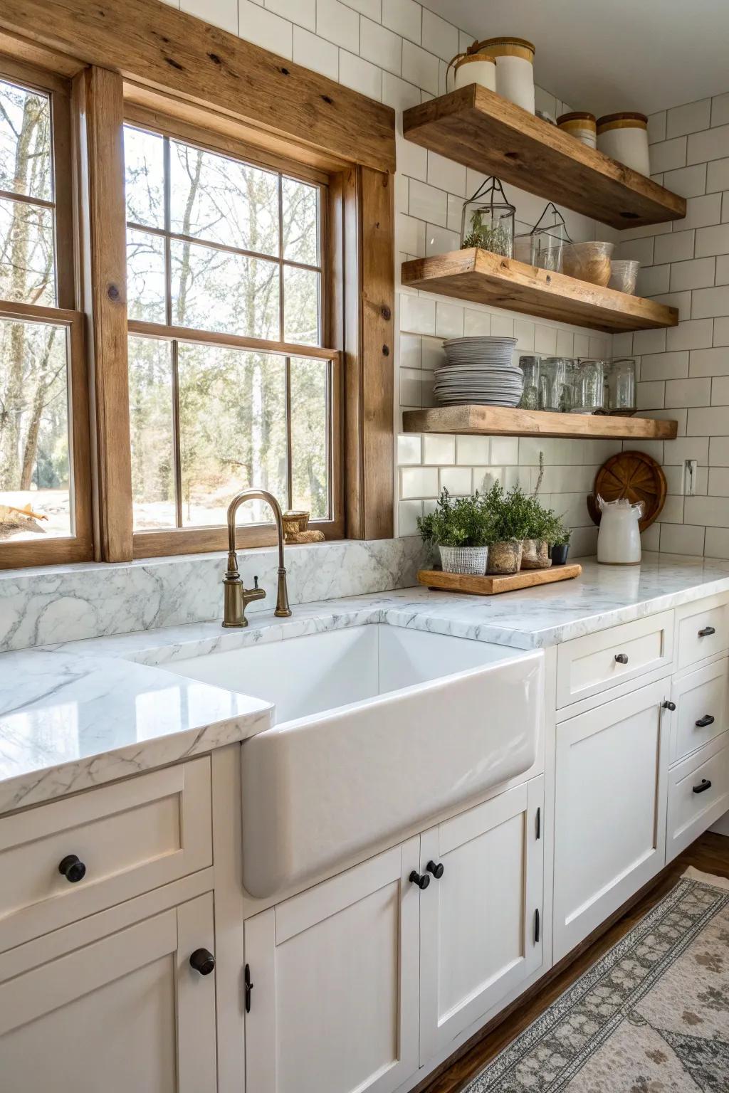 A traditional basin introduces an appealing and functional aspect to the culinary space.