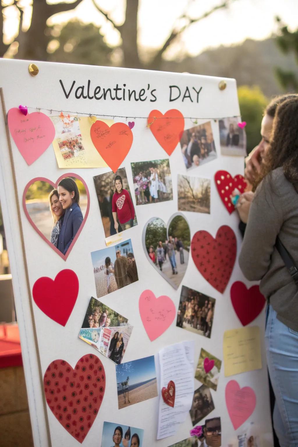 A custom Valentine's image collection placard showcasing pictures and sincere messages.