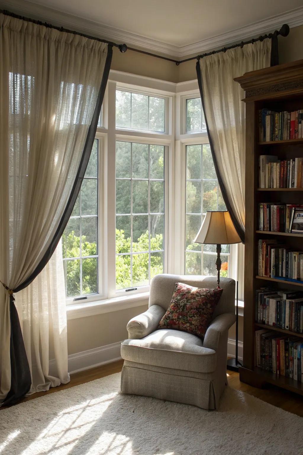 Layered curtains combine style and versatility.