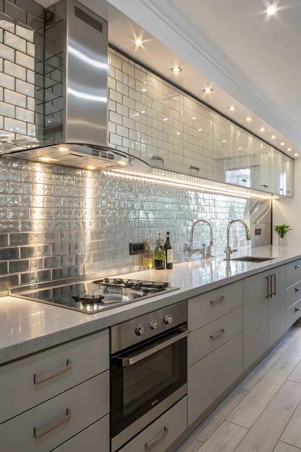 Light-bouncing surfaces aid in spreading light throughout your kitchen that lacks windows.