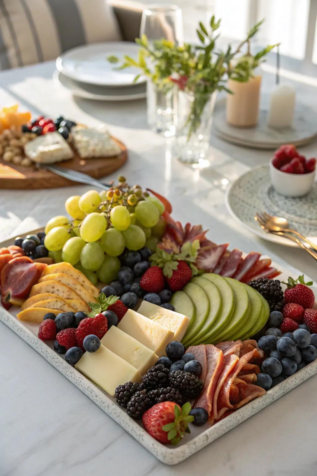 Fruits add liveliness and balance to the platter.