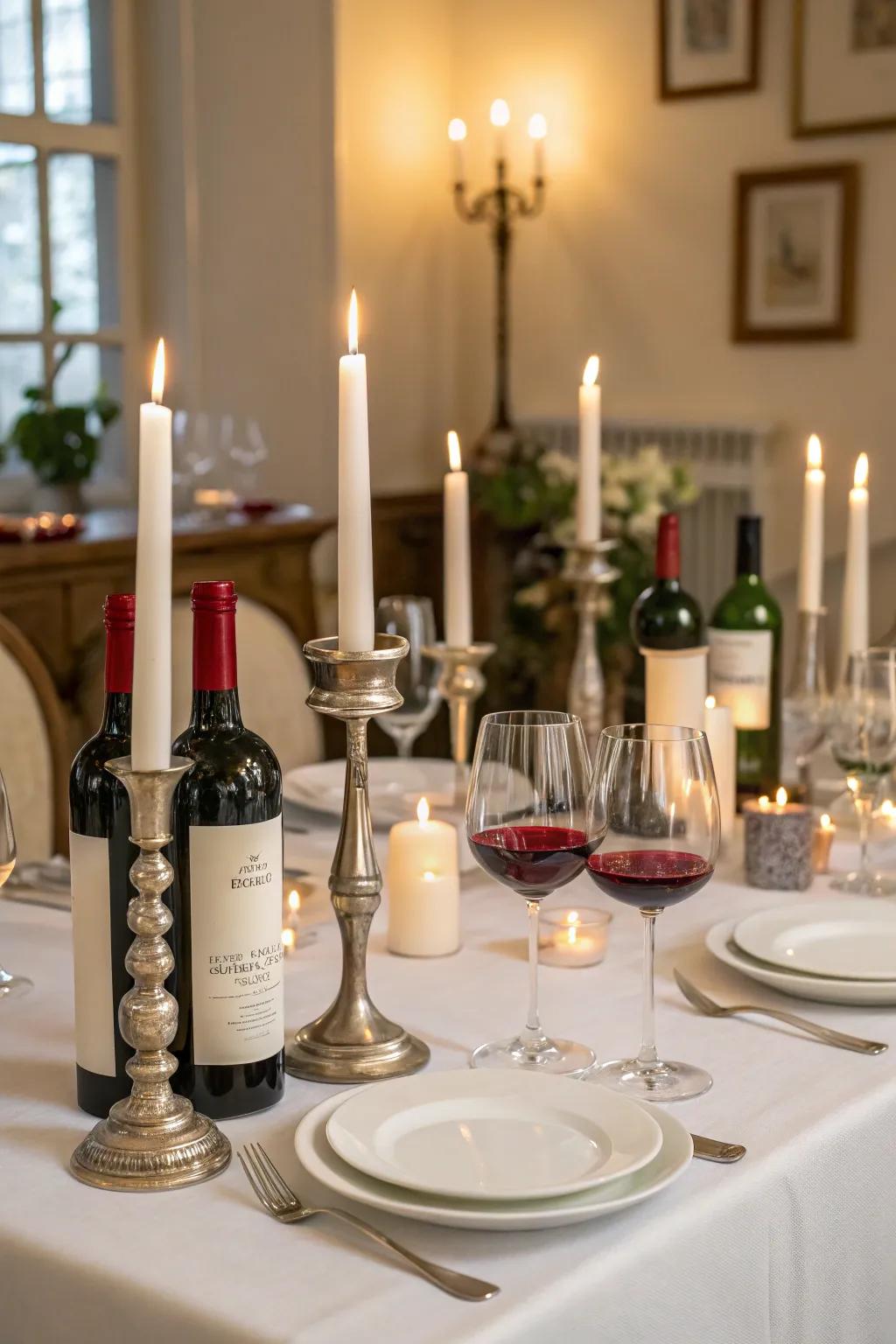 Candles create a cozy and inviting ambiance for any wine gathering.