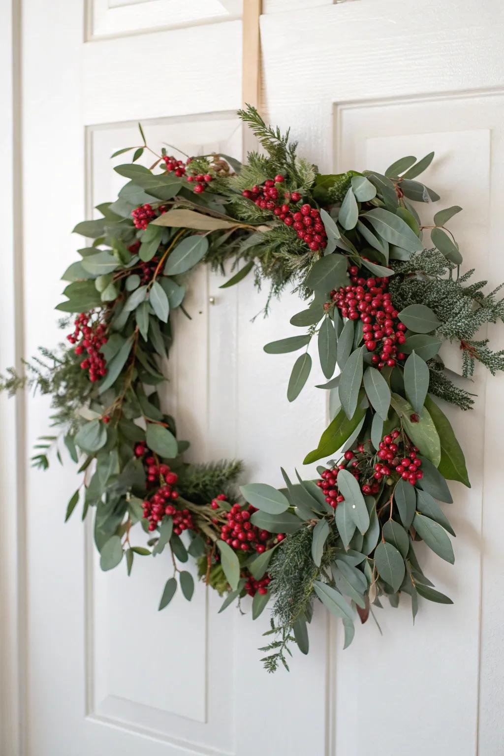 With berries and eucalyptus, create a fragrant and crisp winter greeting.