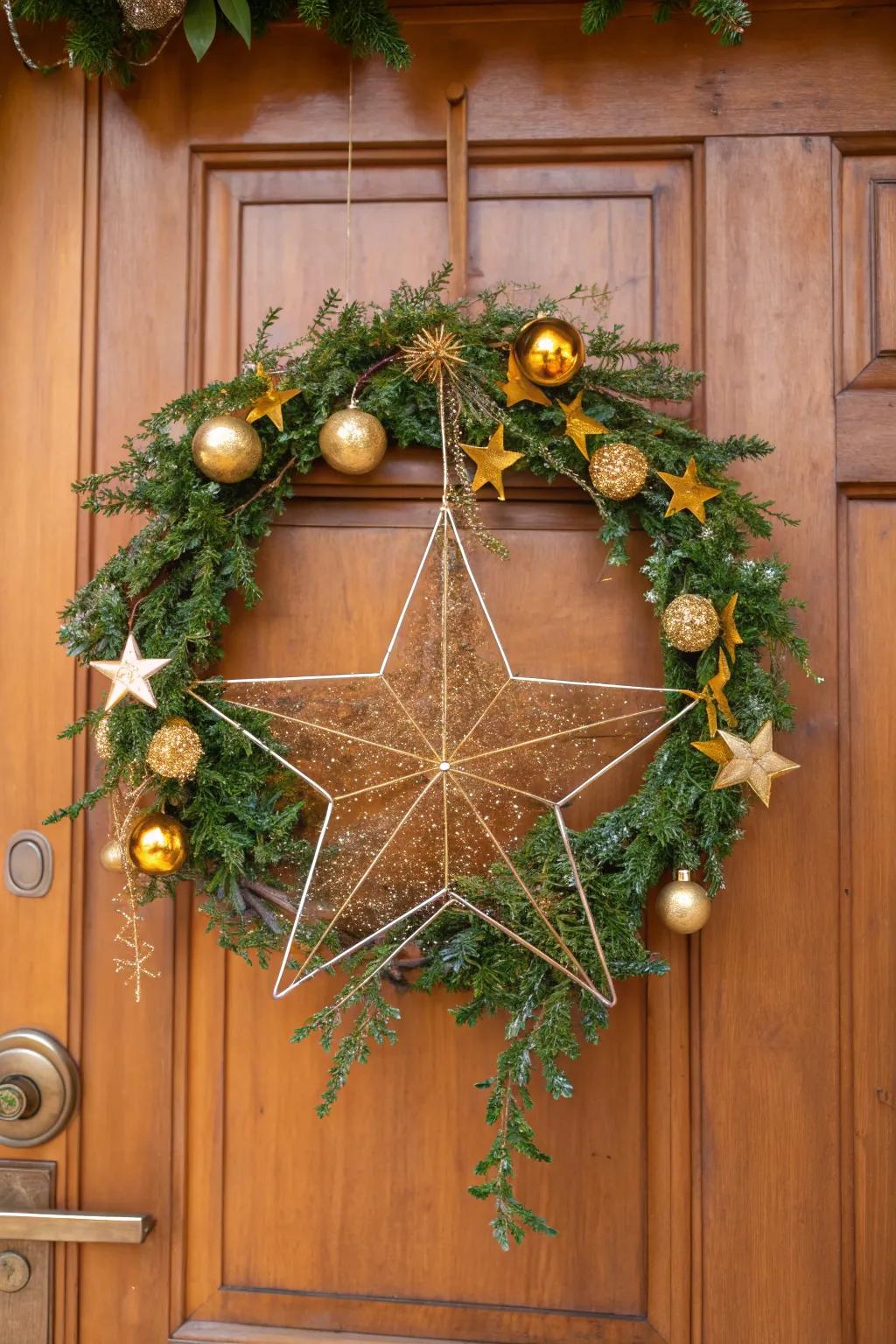 Spread holiday cheer with a festive Christmas star wreath.