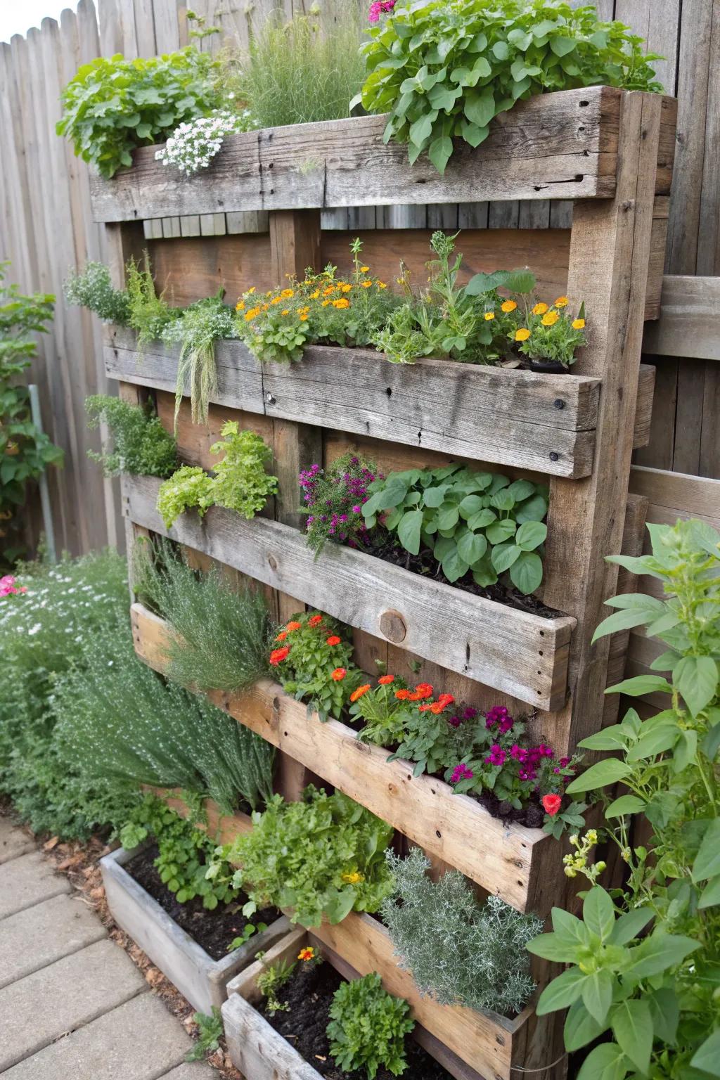Transform skids into elegant vertical planters.
