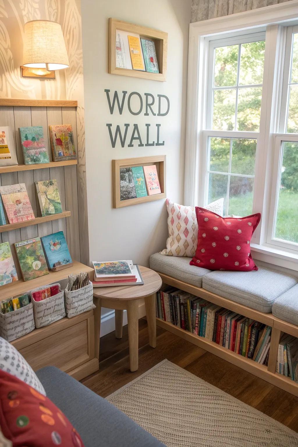 Interact with words through engaging features on your wall.