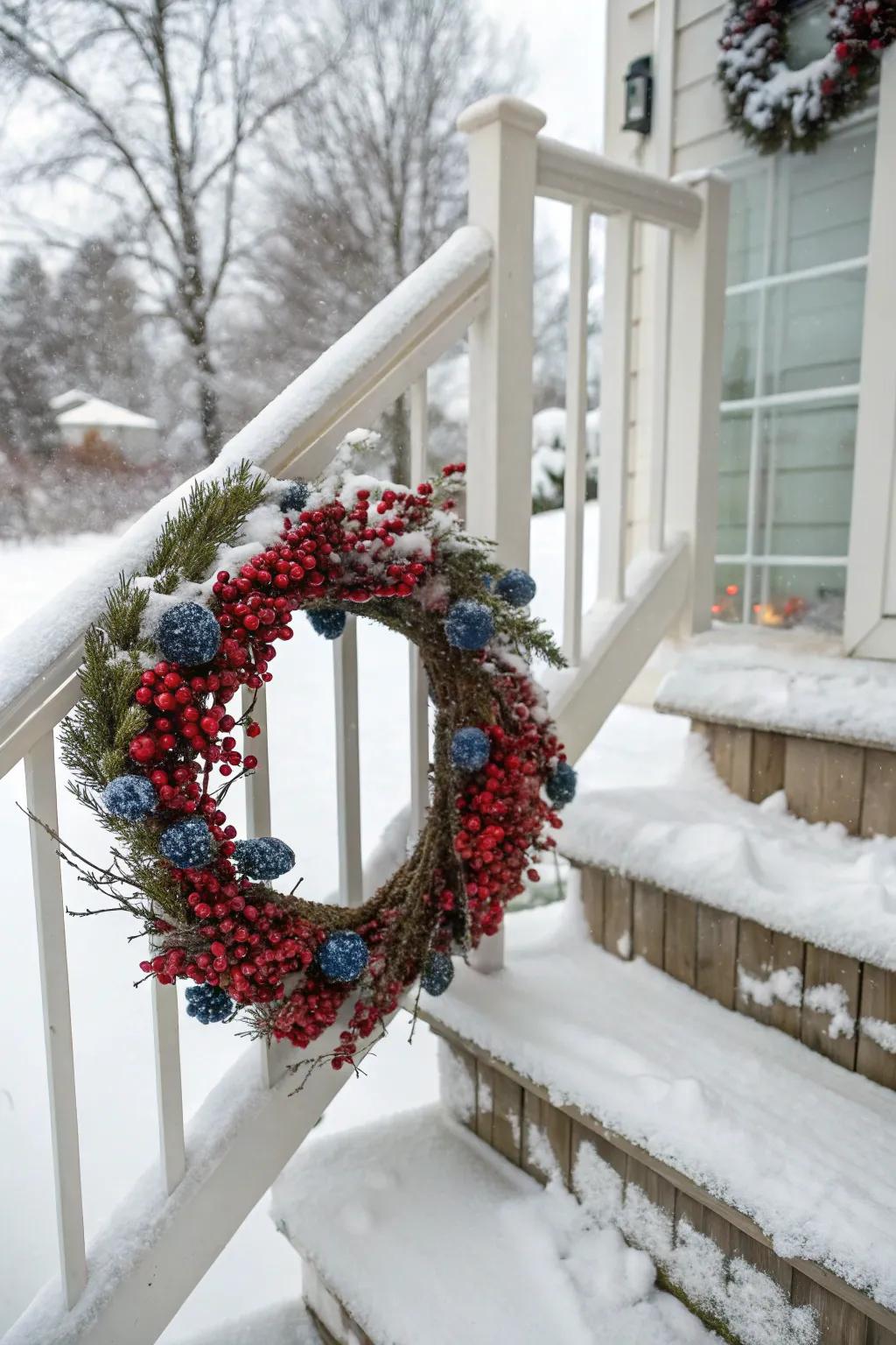 Dazzling berries establish a spirited juxtaposition to winter's icy palette.