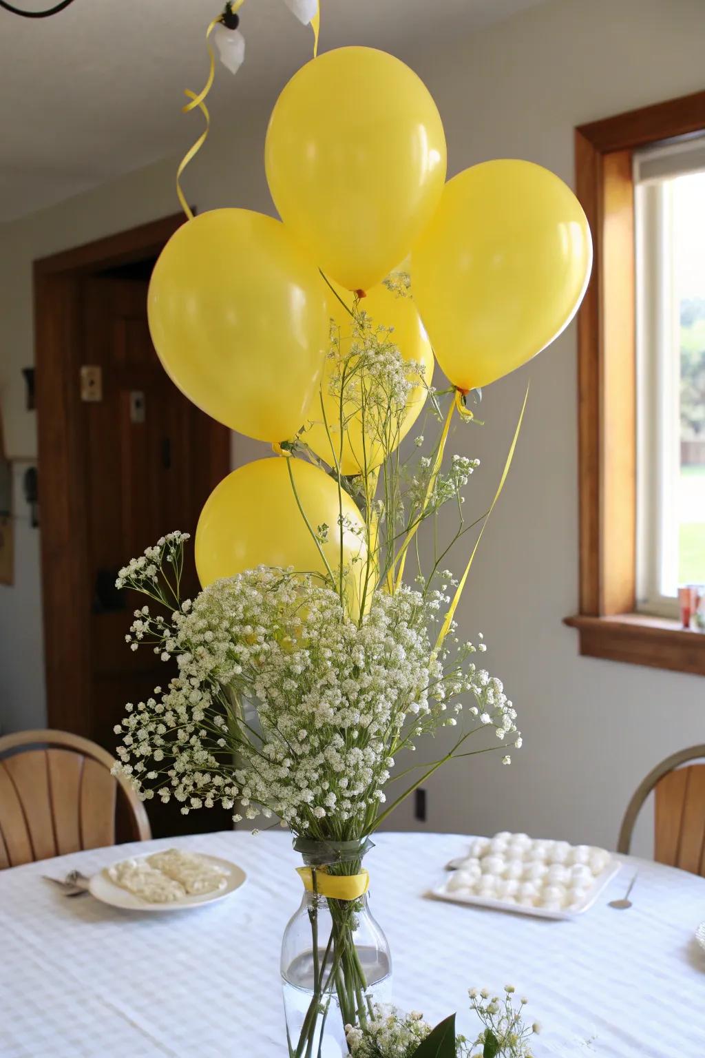 Elegant sphere arrangement with botanical features.