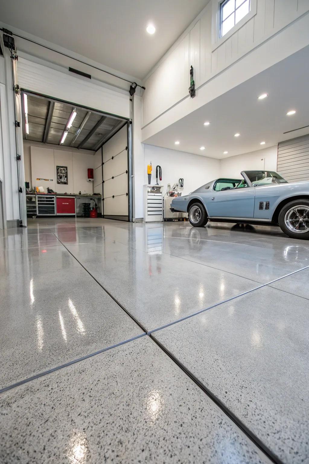 Epoxy flooring offers both durability and a polished look.