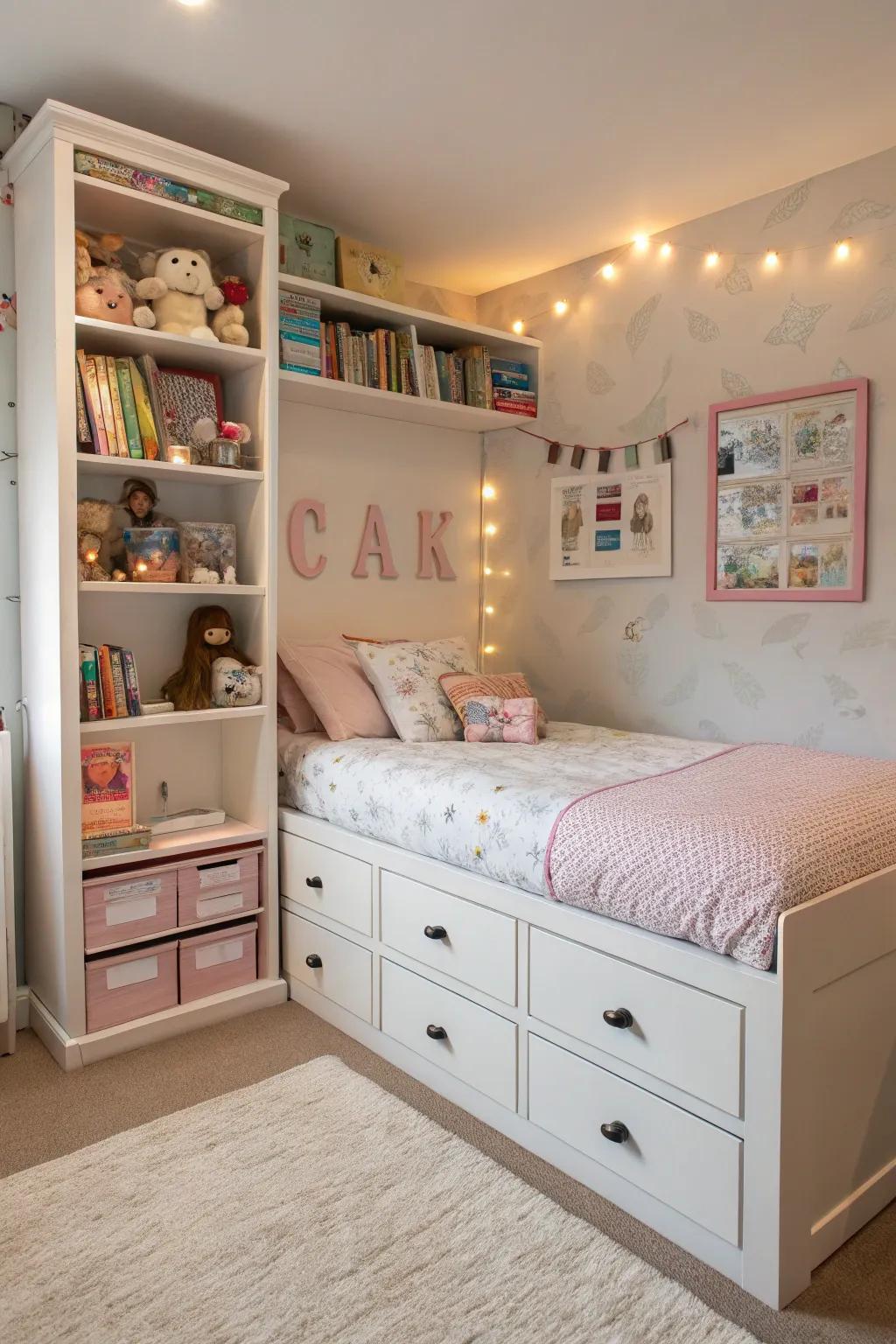 Functional furniture helps maintain an organized and spacious bedroom.