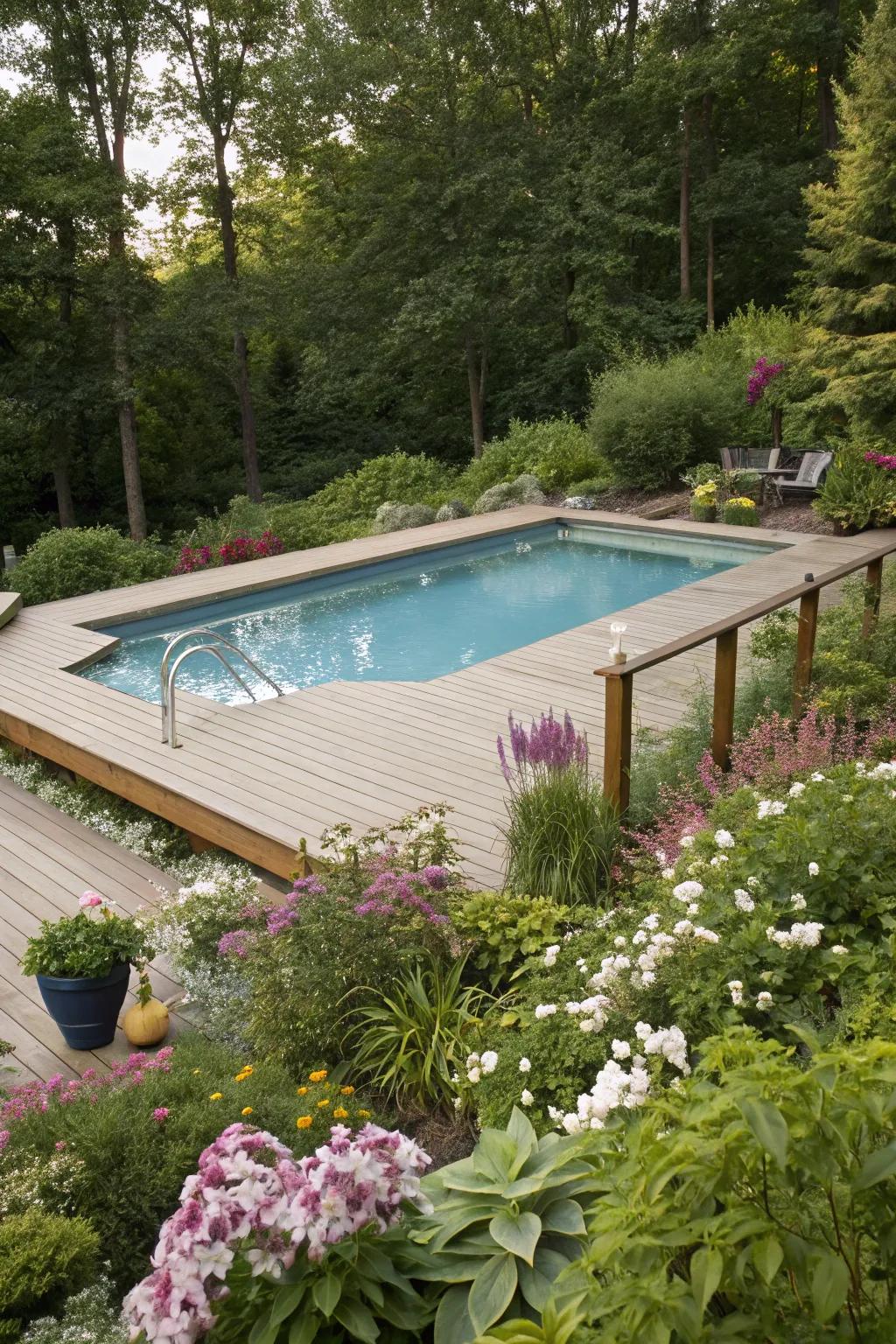 Verdant landscaping can morph your pool zone into a tranquil getaway.