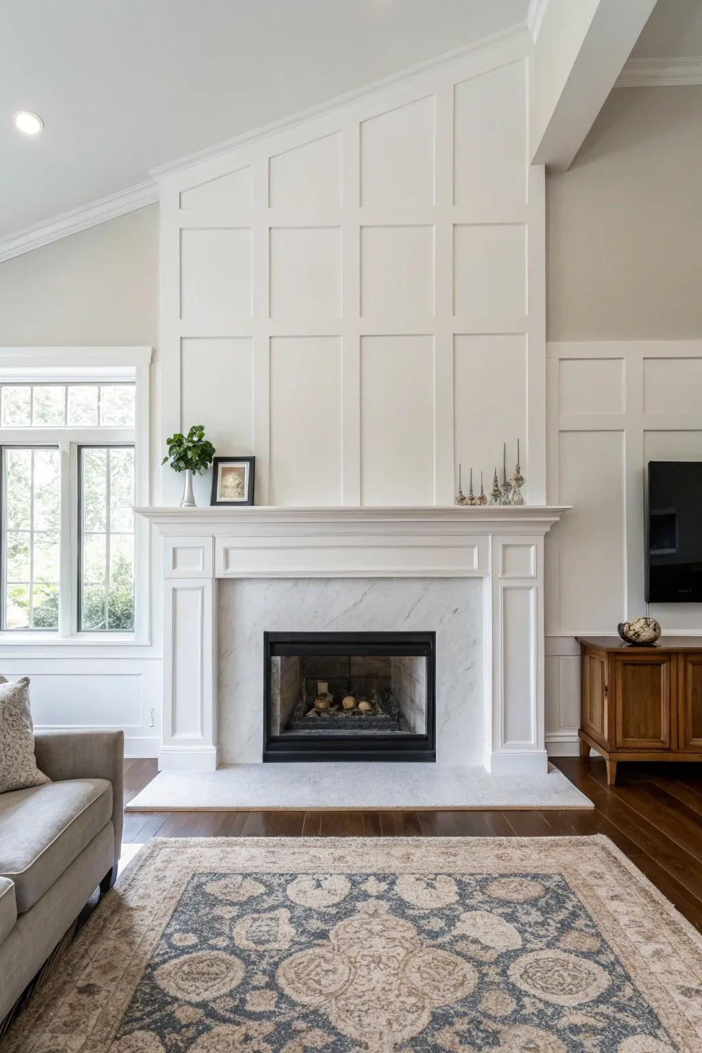 A minimalist white wall offers a clean, modern aesthetic.