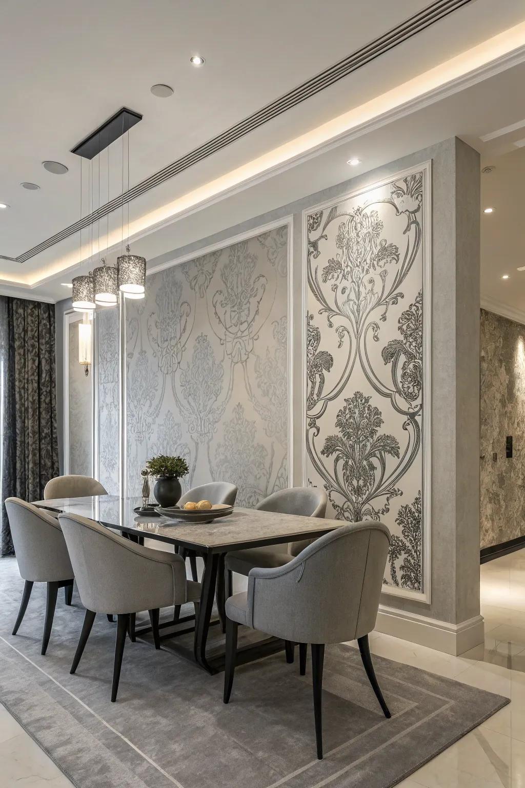 Achieve refined beauty using single-color murals.