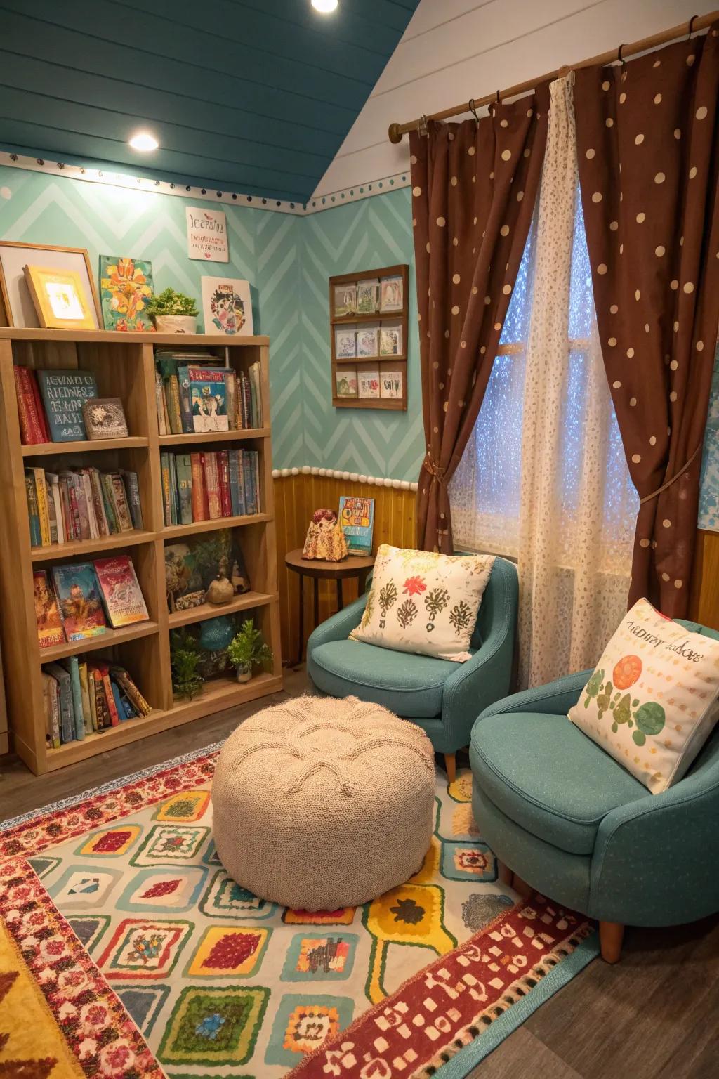 A comfortable understanding corner is ideal for book darlings.