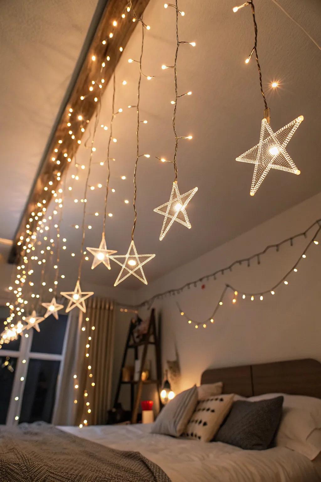 Sleep beneath a sky of stars with roof sparkle lights.