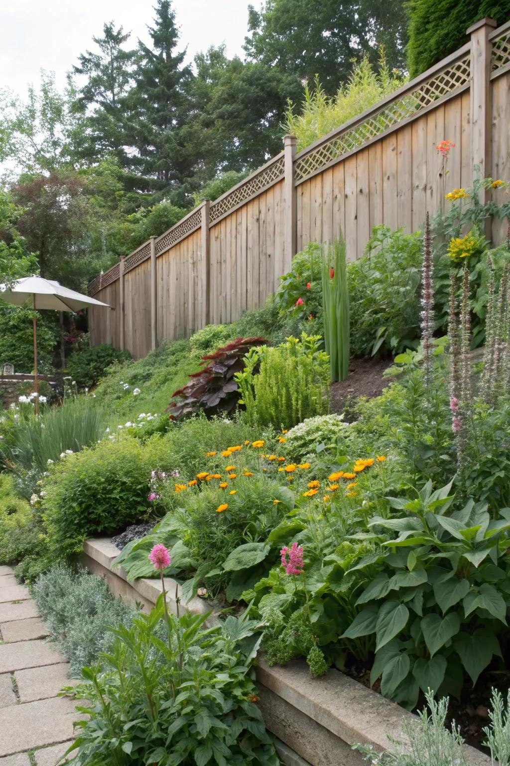 Plants placed in layers add depth and intrigue.