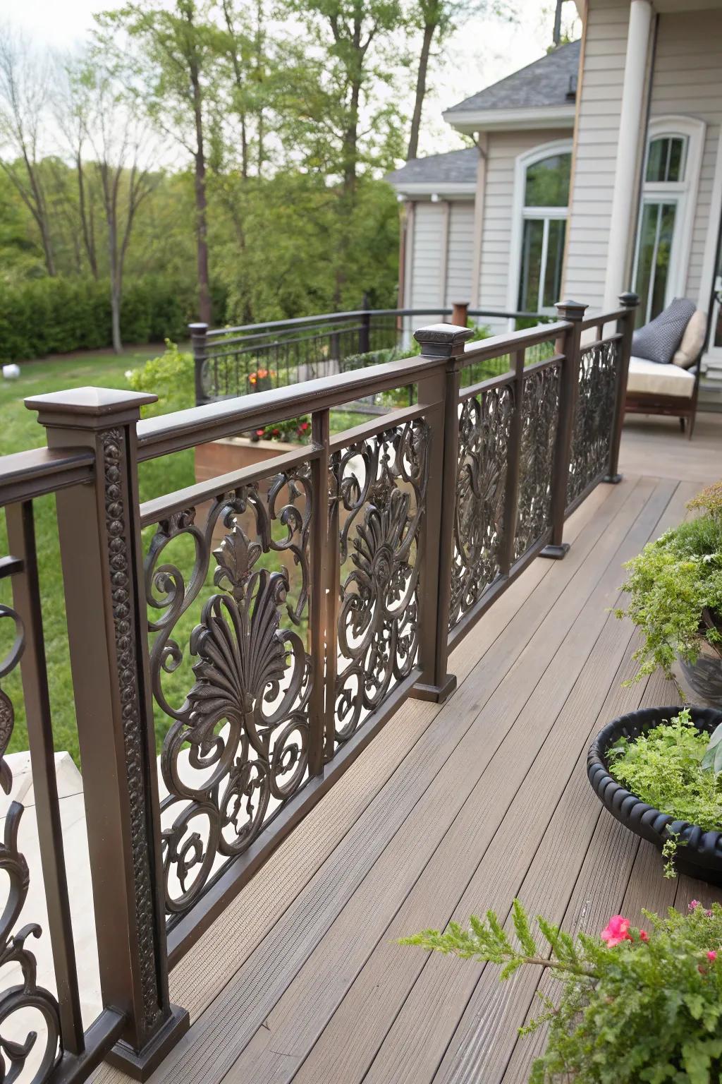 Decorative aluminum borders featuring artistic patterns.
