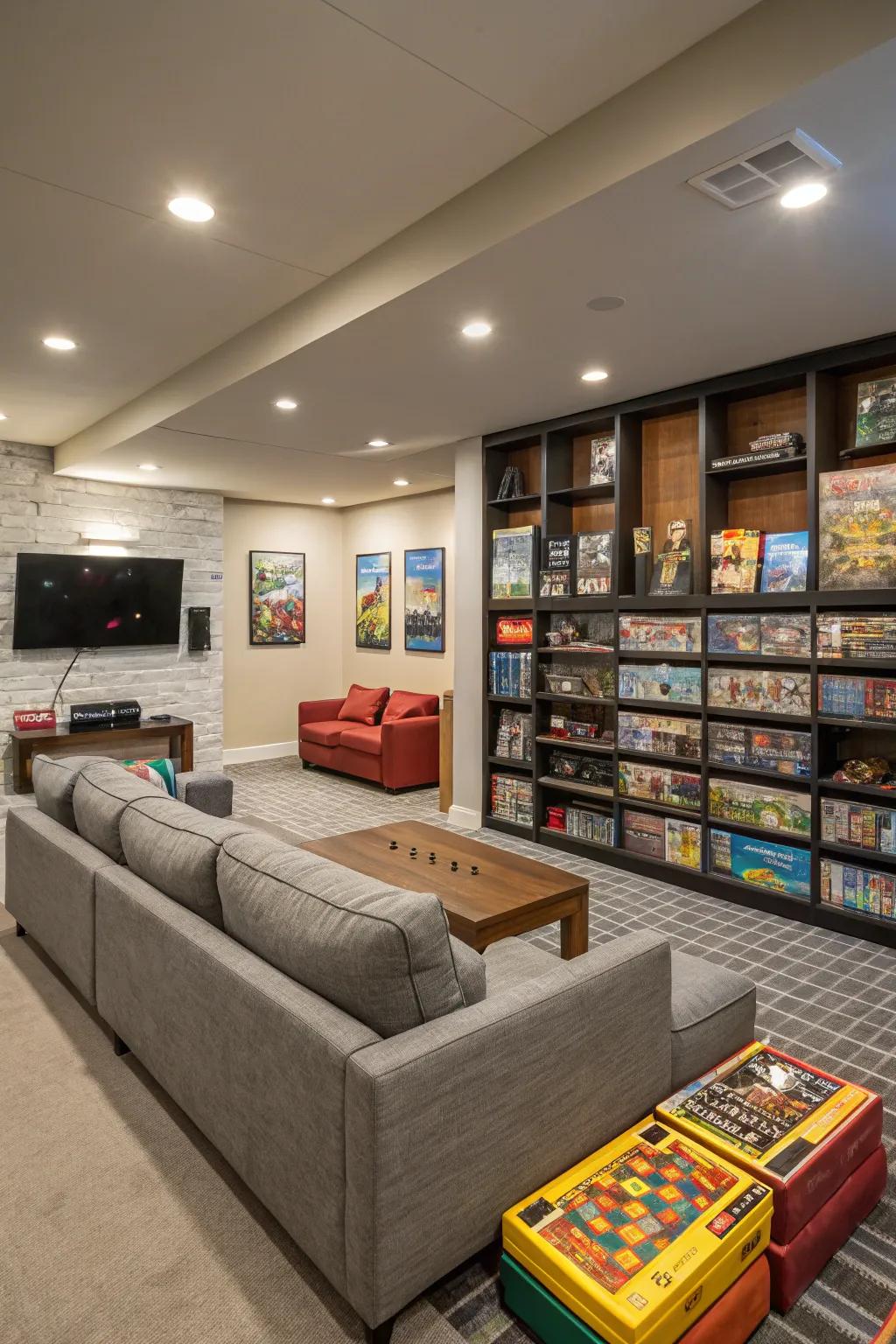 Creating designated zones for different activities can optimize the use of space in your game room.