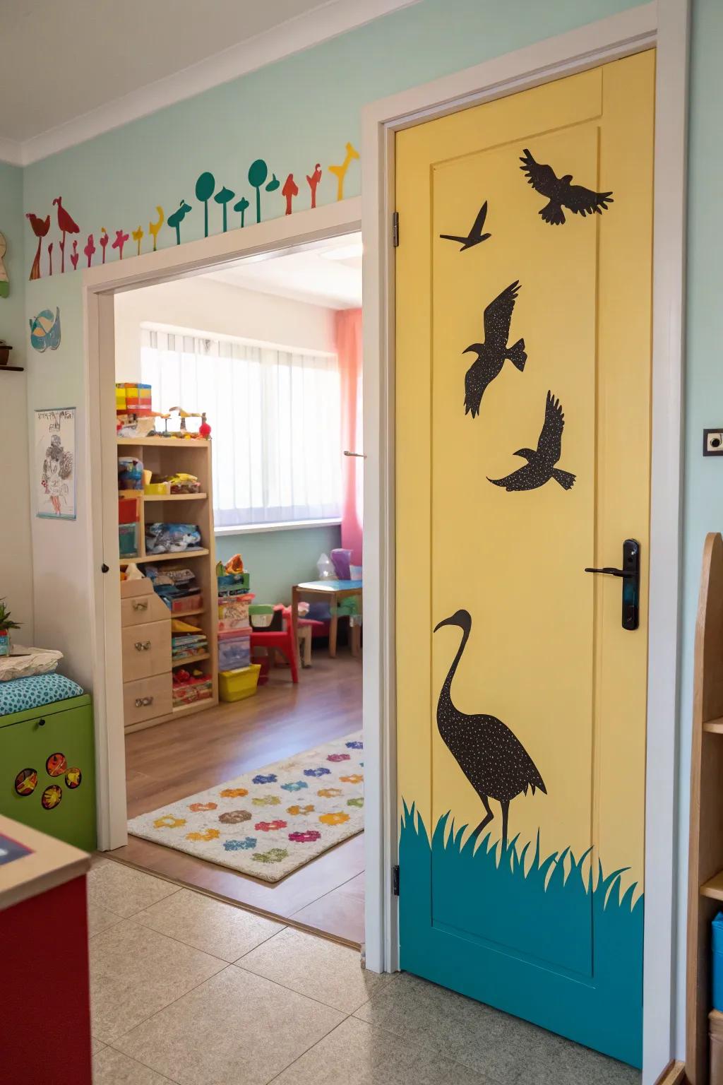 A wildlife-themed door, transporting a hint of wilderness indoors.
