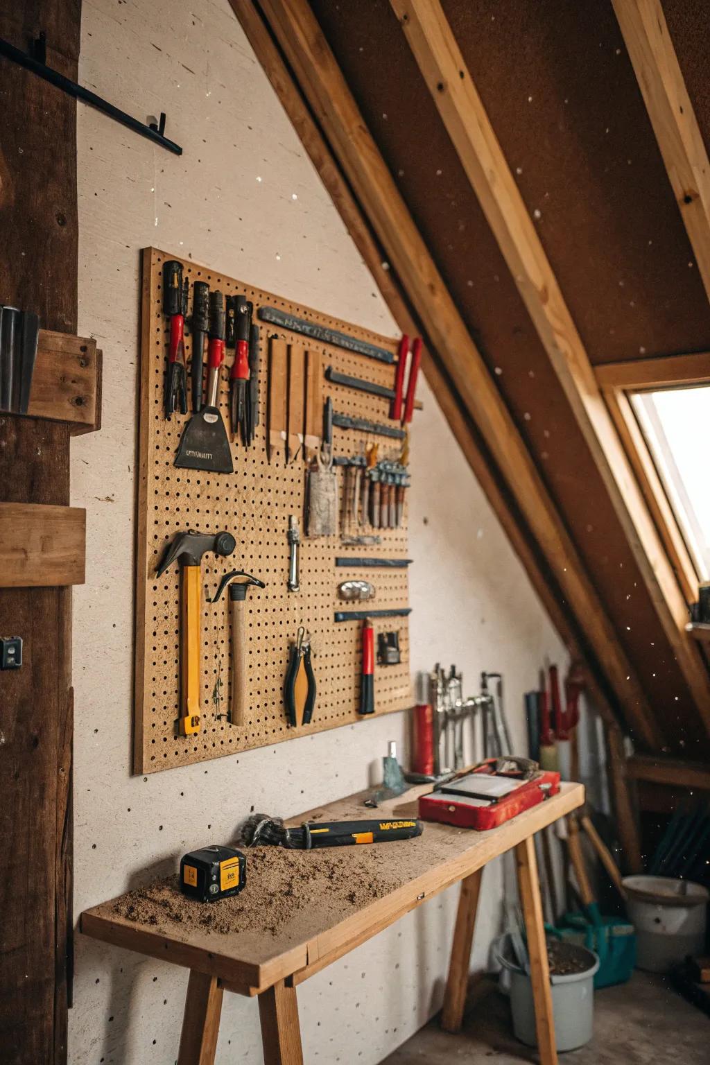 Pegboards make accessories and tools easy to get to.