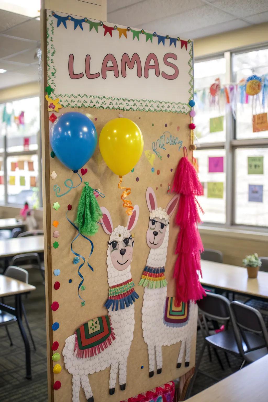 Llama-themed board that adds a dose of fun to the classroom.