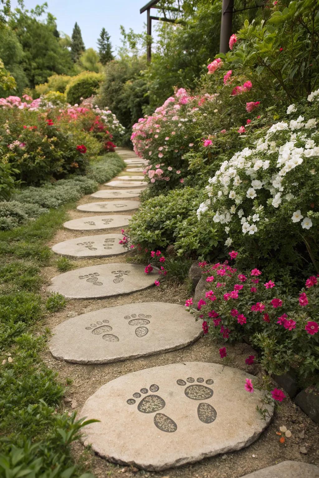 Cute footprint stones that enhance any garden area.