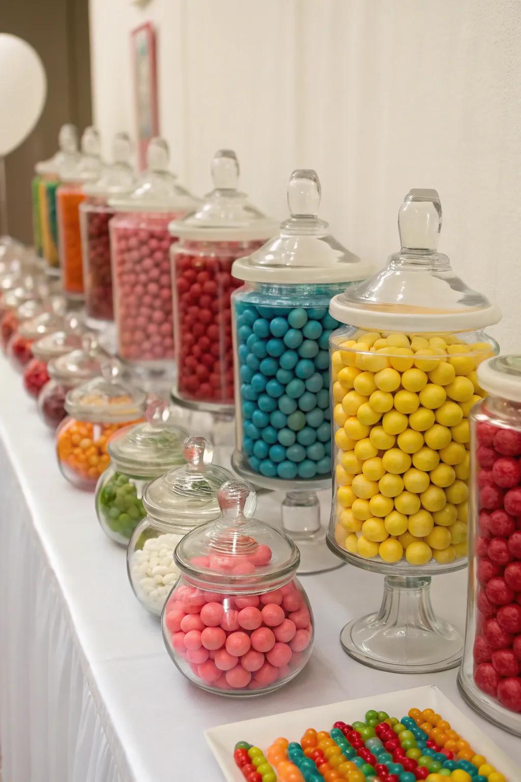 A variety of sweet treat containers showcasing sweets in matching colors.