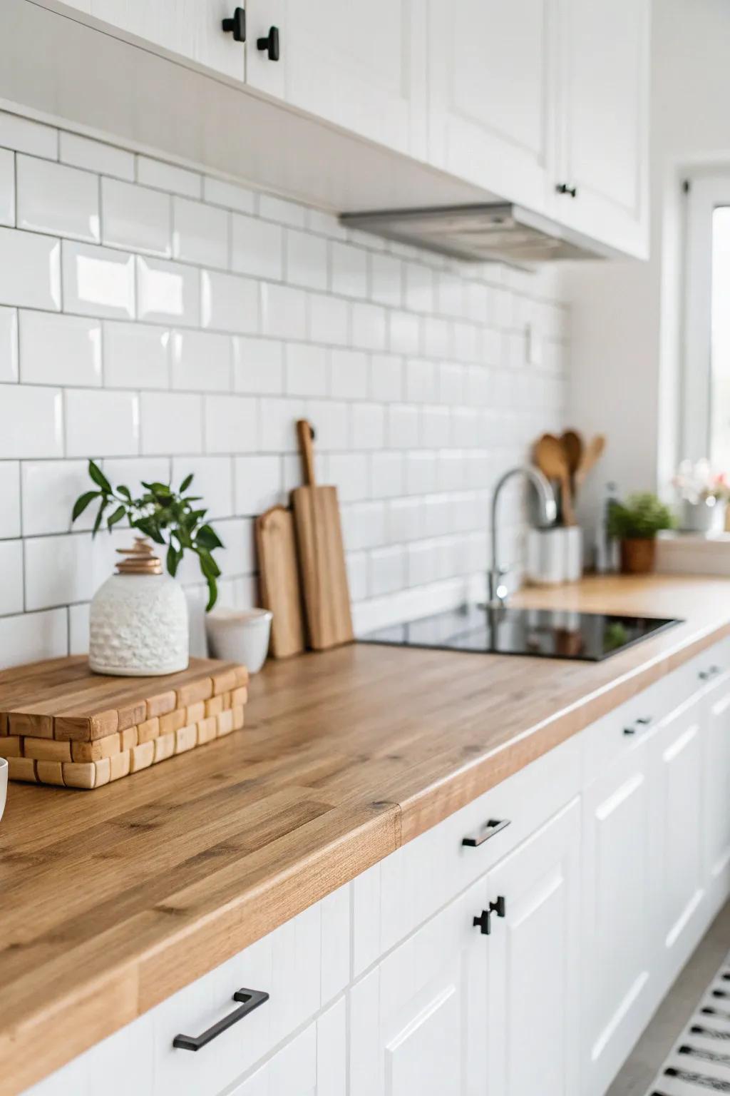 Embrace minimalism with plain white tiles.