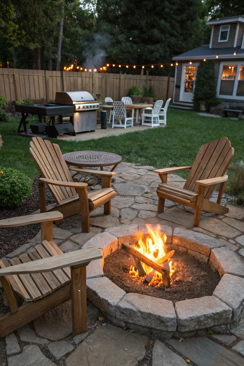 A fire pit makes for a cosy gathering.
