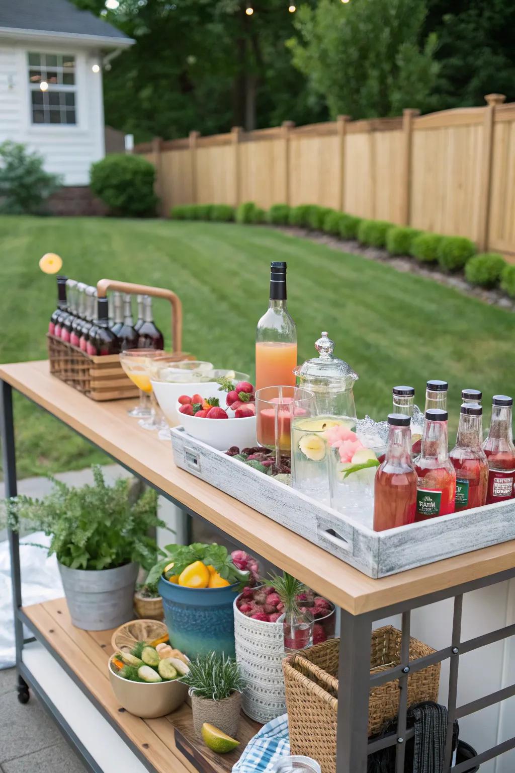 A DIY cocktail bar brings an interactive twist to your engagement party.