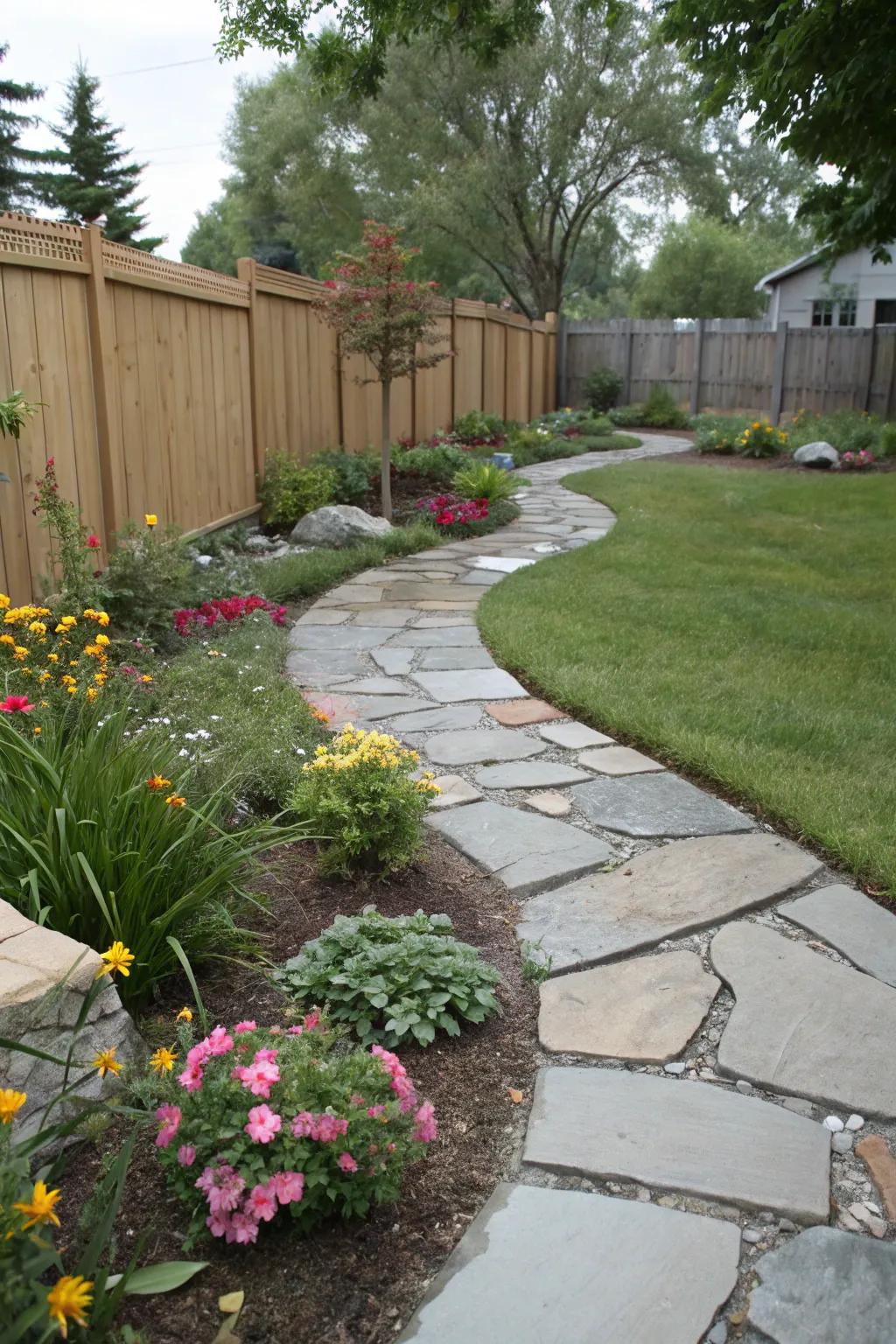 All-natural stone walkways provide sophistication and charm.