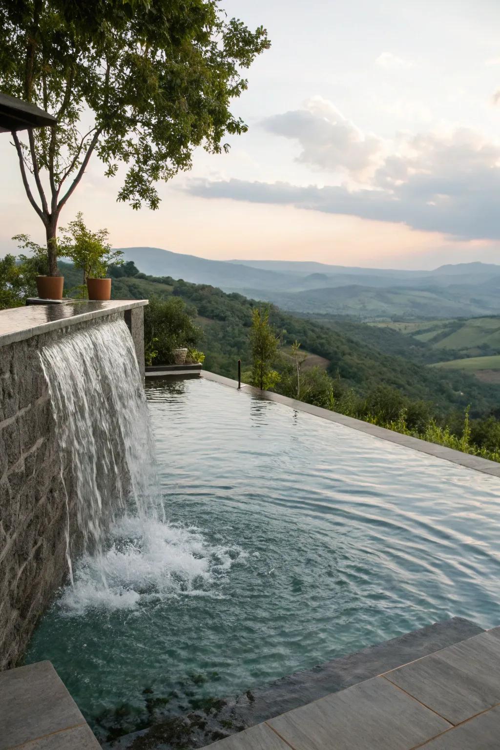 A boundless rim cascade seamlessly integrates your pool with the panorama.