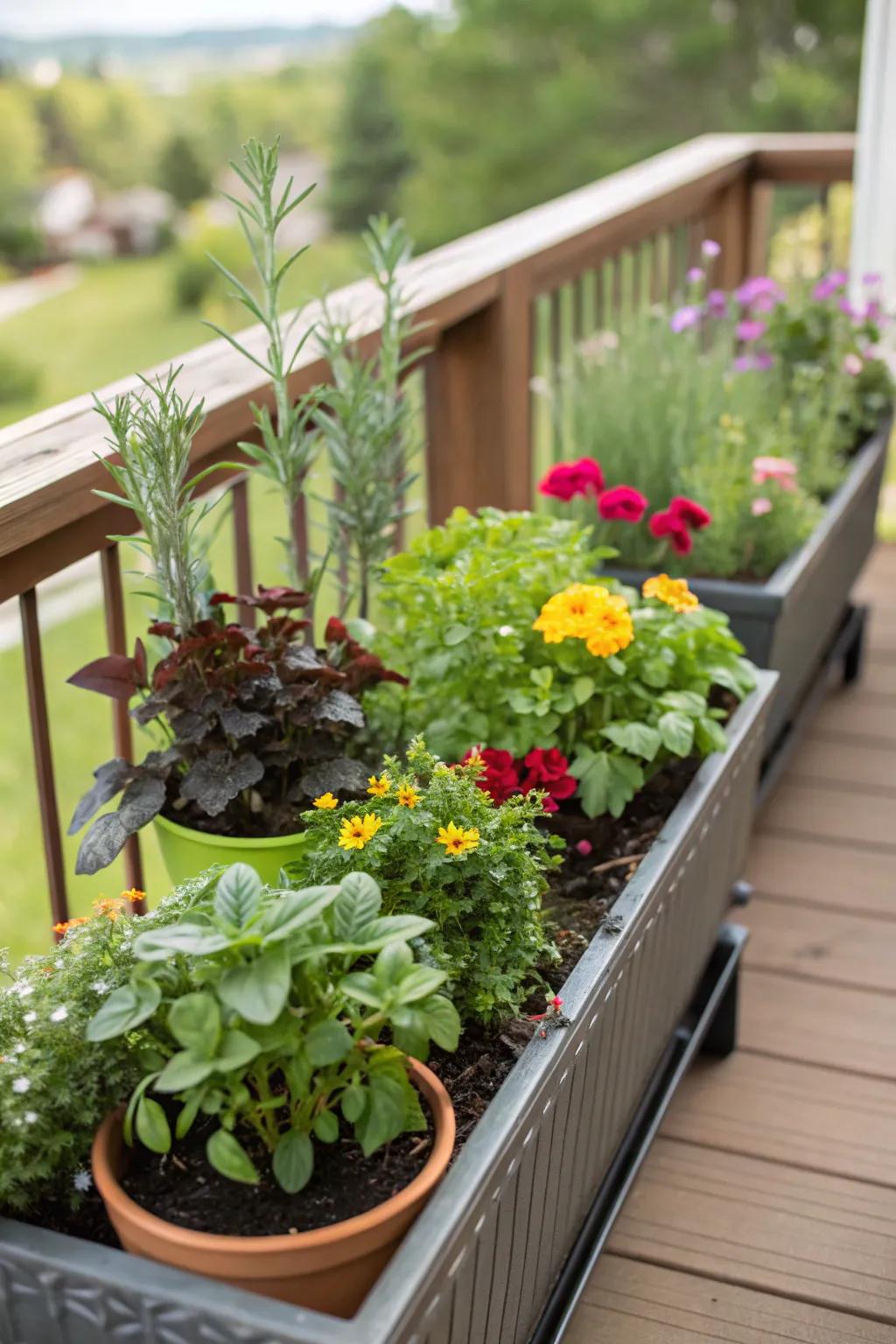Built-in planters add both greenery and vitality to your deck.