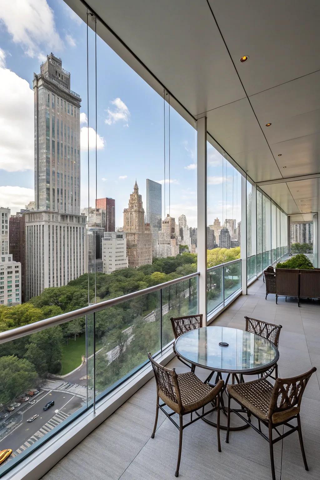 Sleek transparent panels offer protection without blocking views.