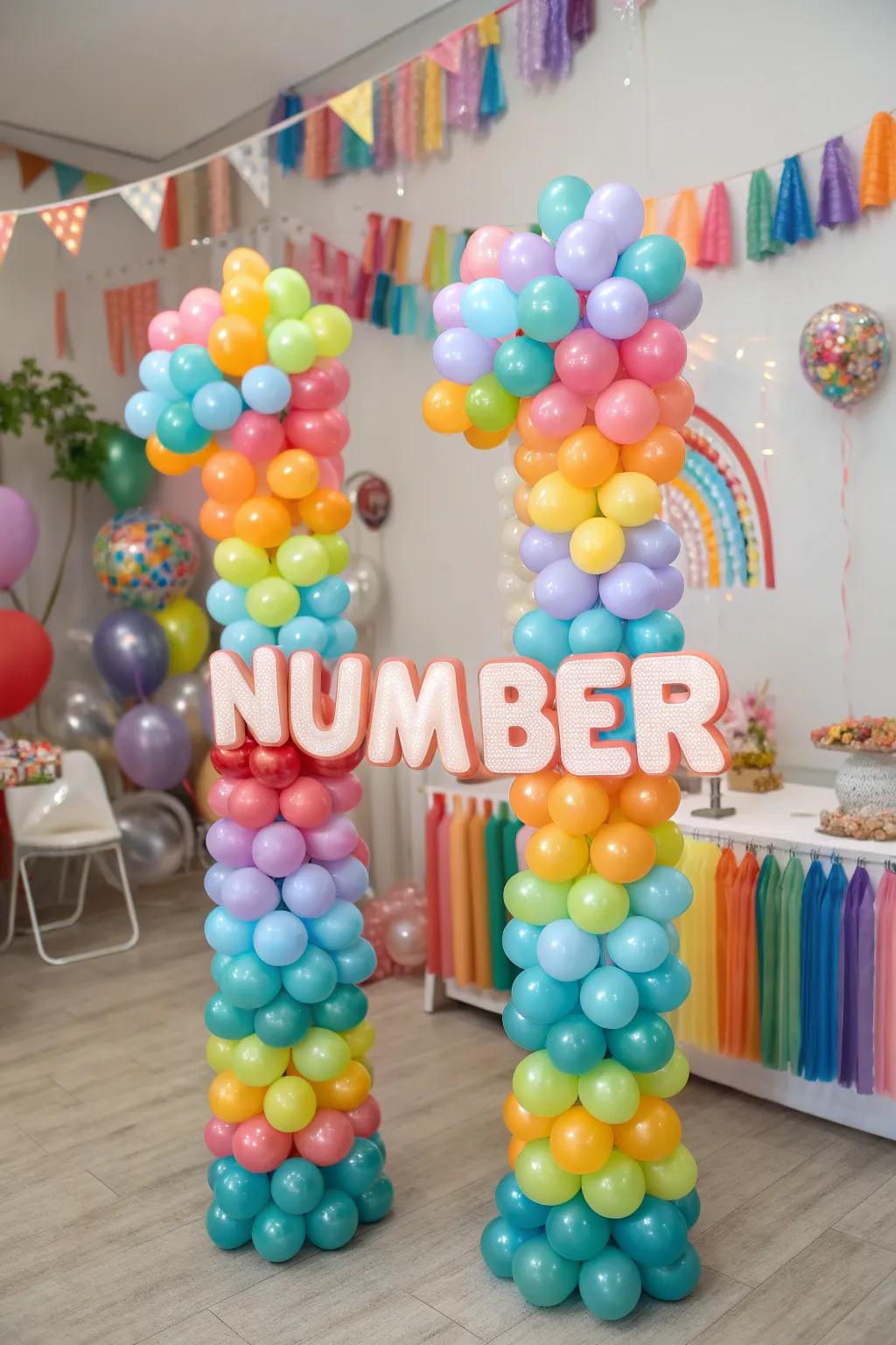 Number balloons personalize celebrations.