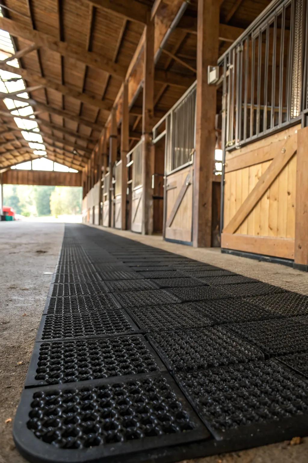 Rubber padding ensures safety and comfort for your barn's inhabitants.
