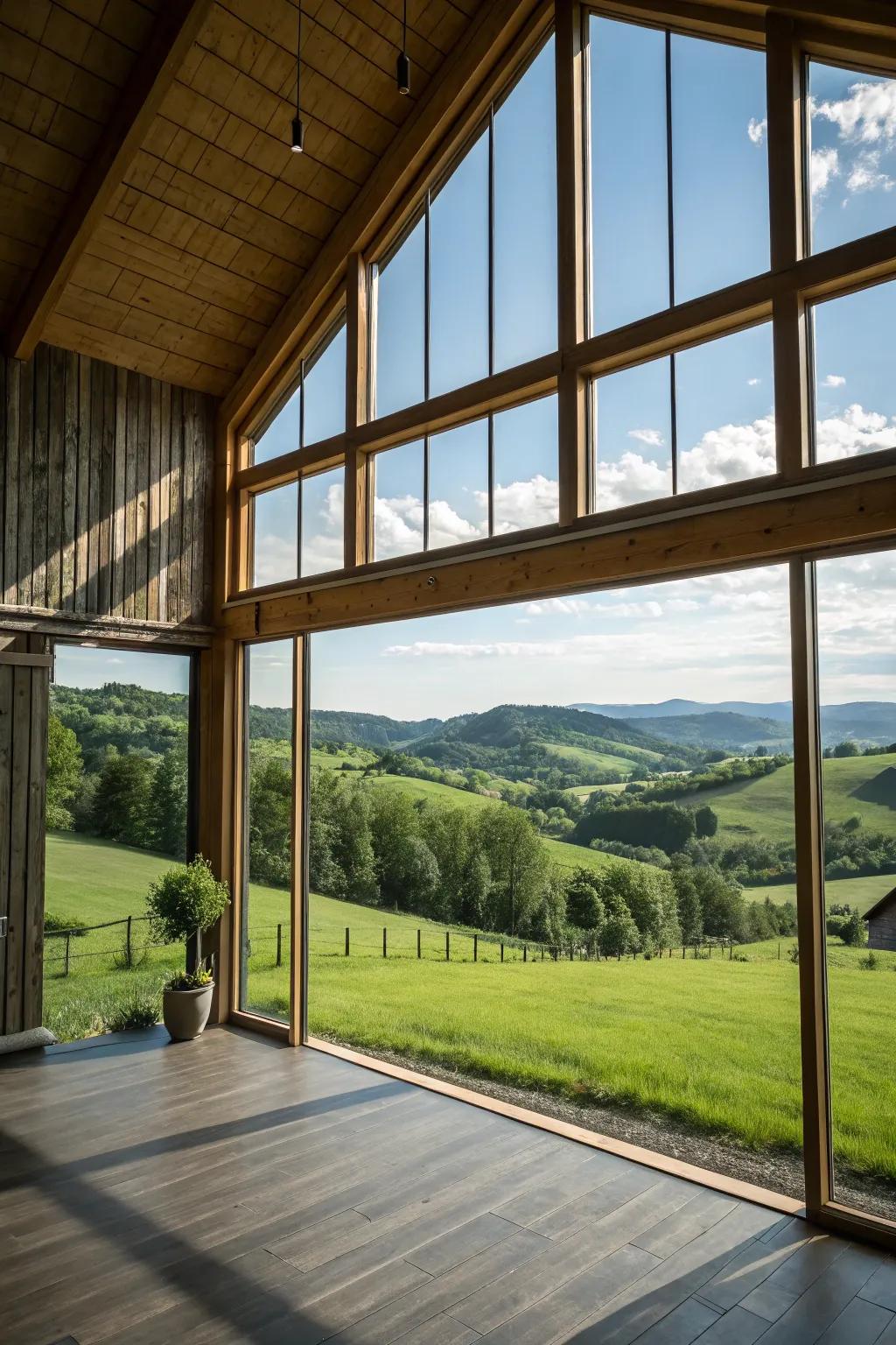 Wide windows that fill the area with natural light and showcase amazing vistas.