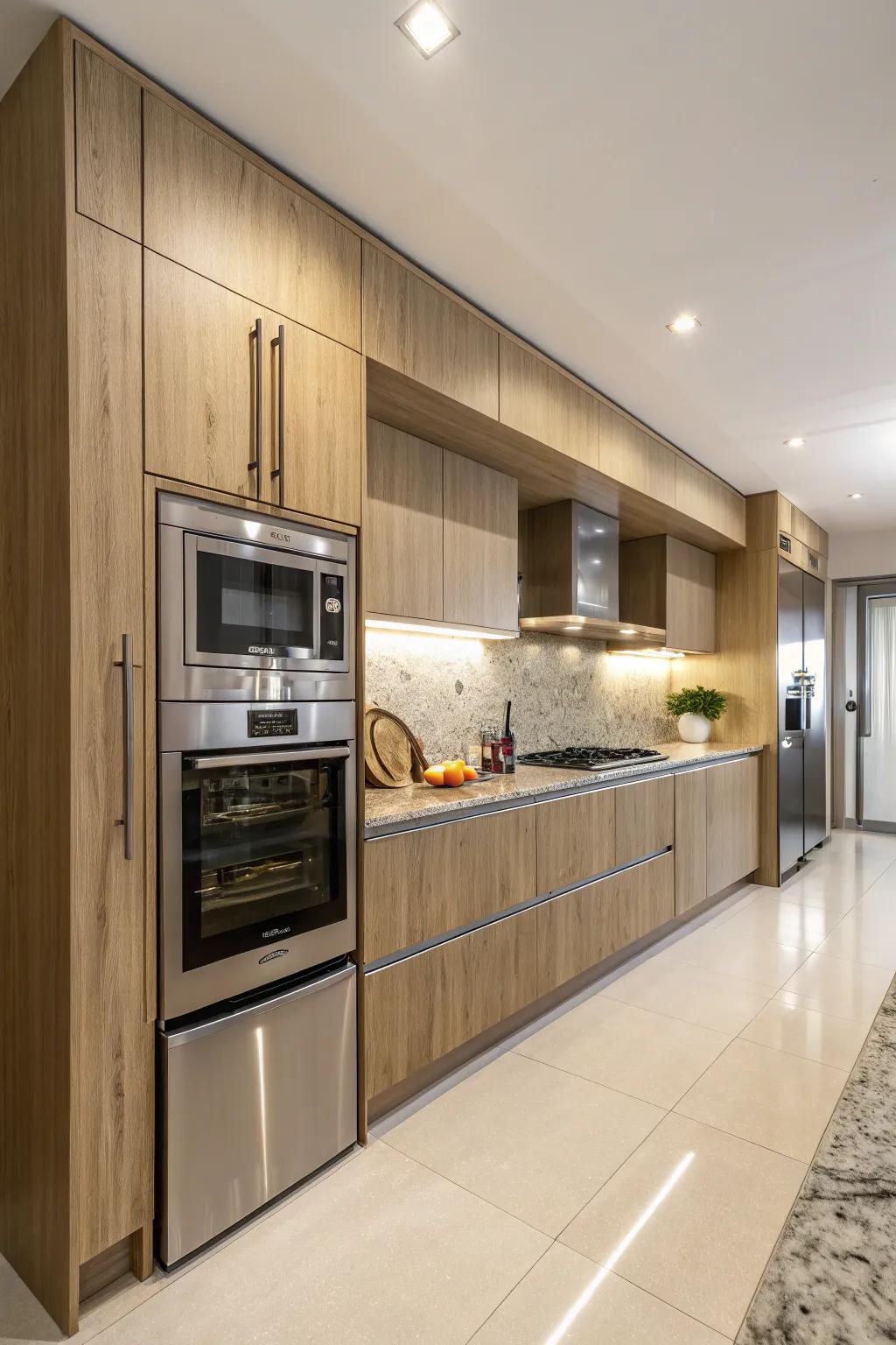 Appliances blended seamlessly within base units for a unified appearance.