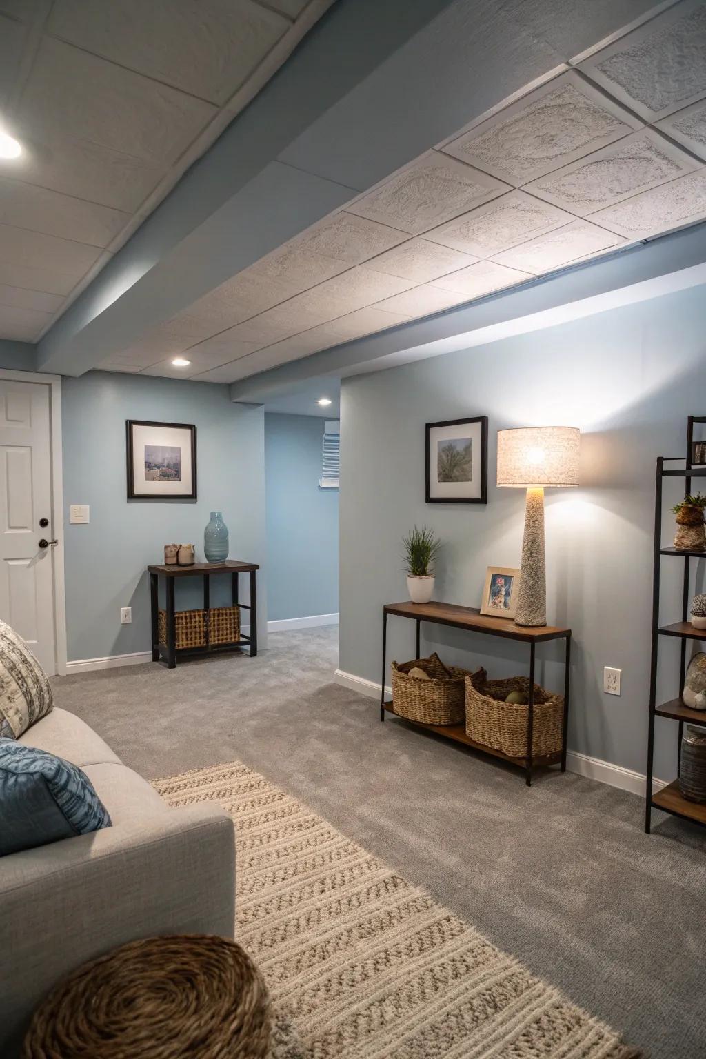Walls in a pale blue bring a sense of calm and peace.