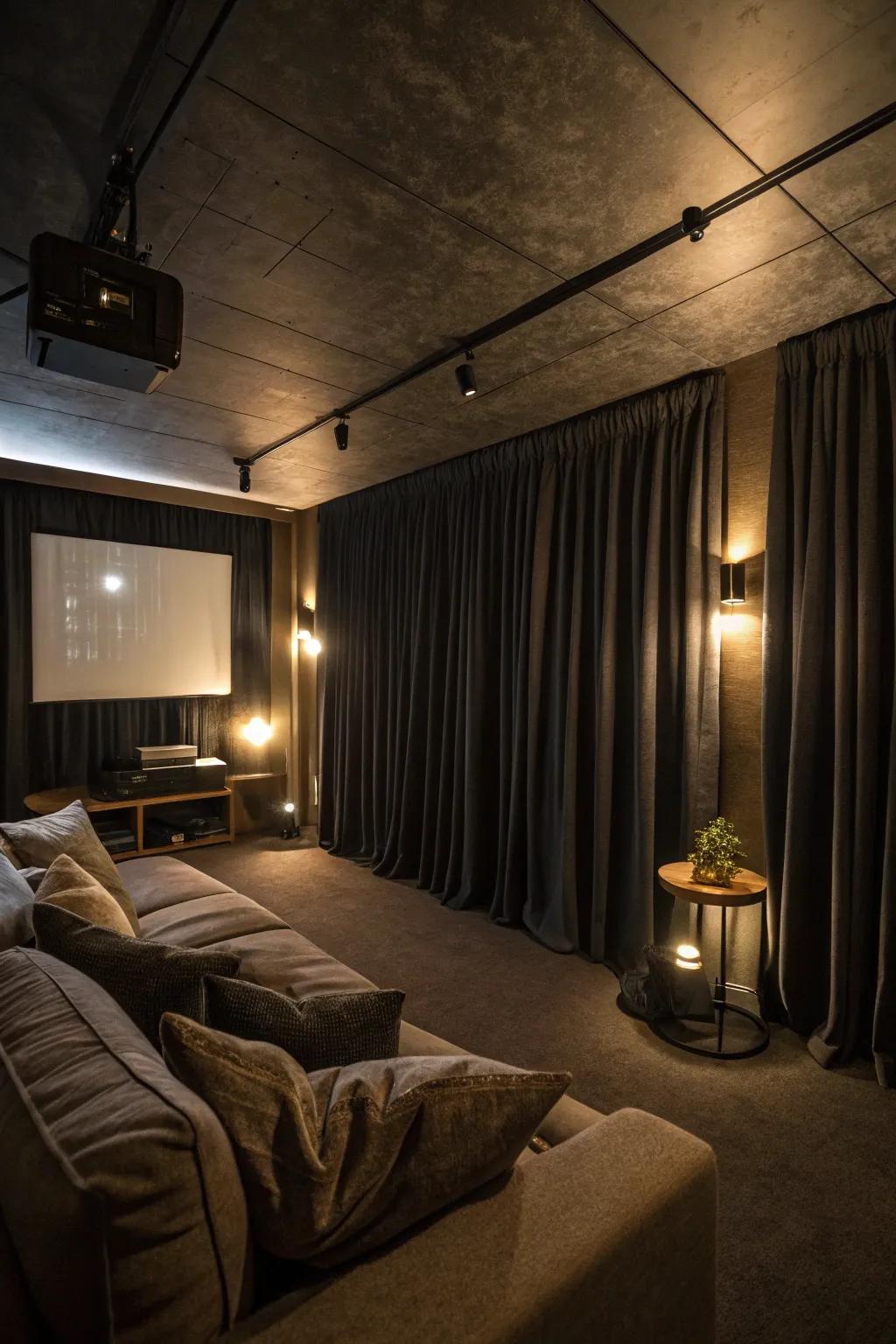 Darkening drapes are perfect for setting up a dark, cozy entertainment room.